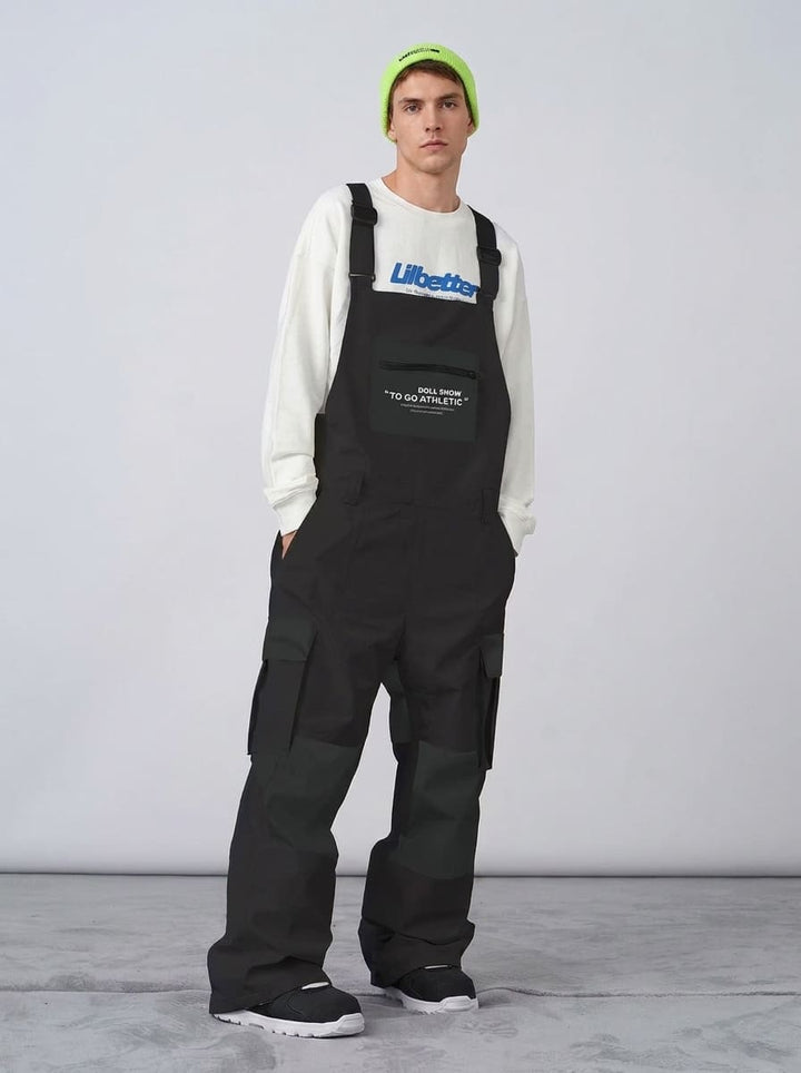 Men's Nandn Cargo Pocket Colorblock Snowboard Bibs Snow Pants