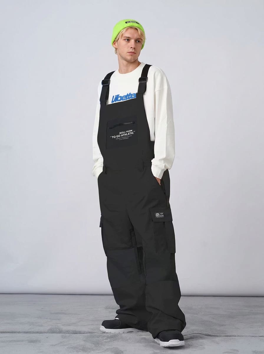 Women's Nandn Cargo Pocket Colorblock Snowboard Bibs Snow Pants