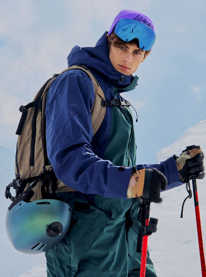 Men's Black & Pine Green All-Weather Cargo Utility Baggy One-Piece Ski Suit