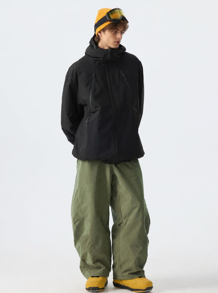 Men's Olive Green Thermal Fleece-Lined Heavyweight Barrel Snow Pants