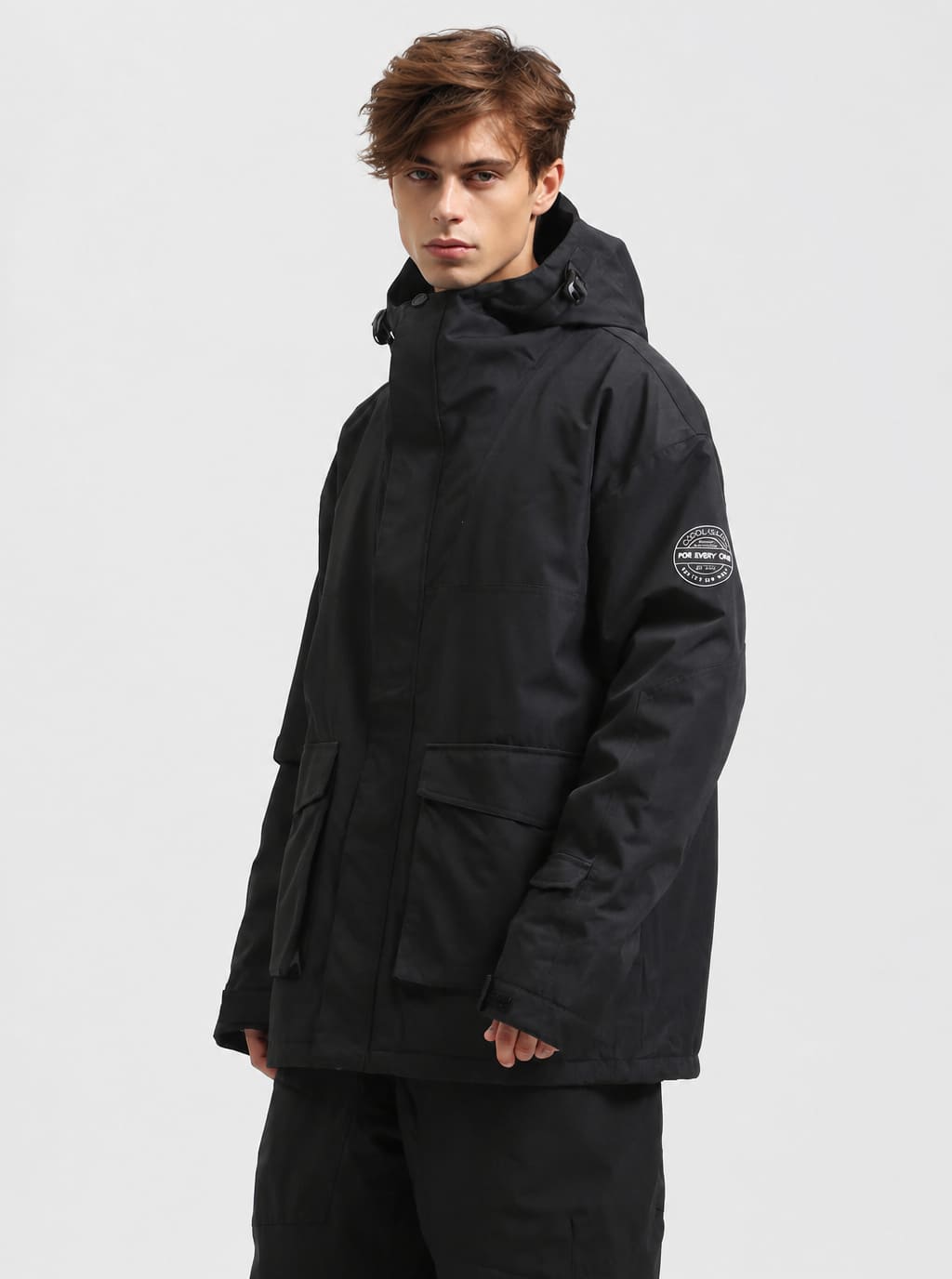 Men's Stealth Black Rugged Abrasion-Resistant Thermal Softshell Snow Jacket