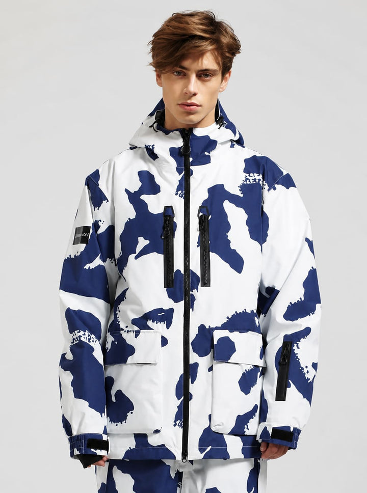 Men's Cream Beige Fully Seam-Sealed Dual-Zipper Waterproof Snow Jacket