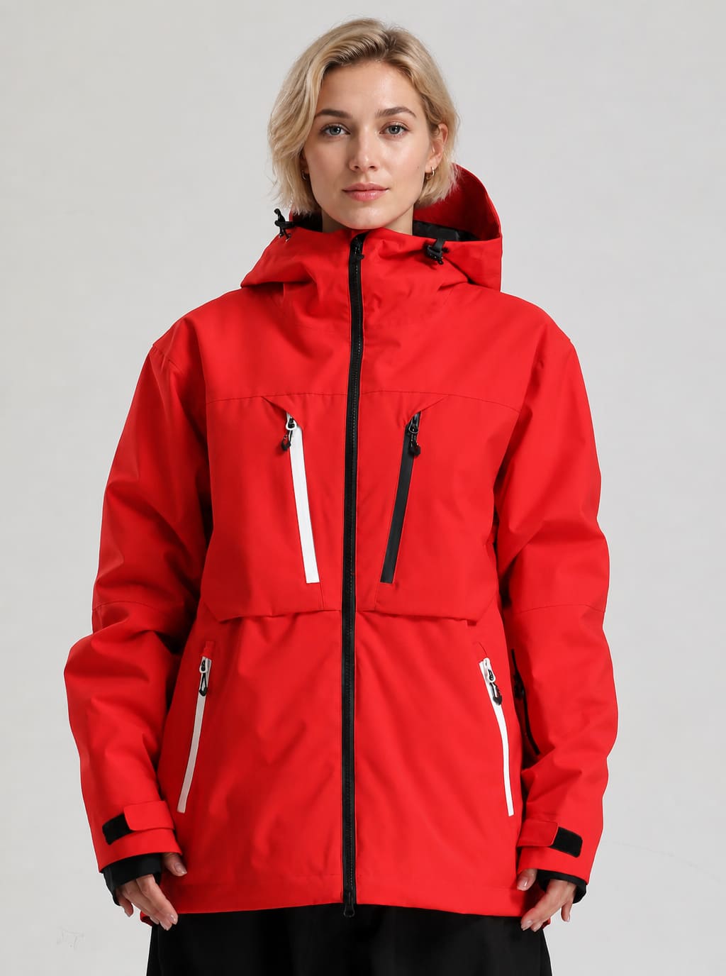 Women's Army Green Contrast-Zipper Fully Seam-Taped Insulated Snow Jacket