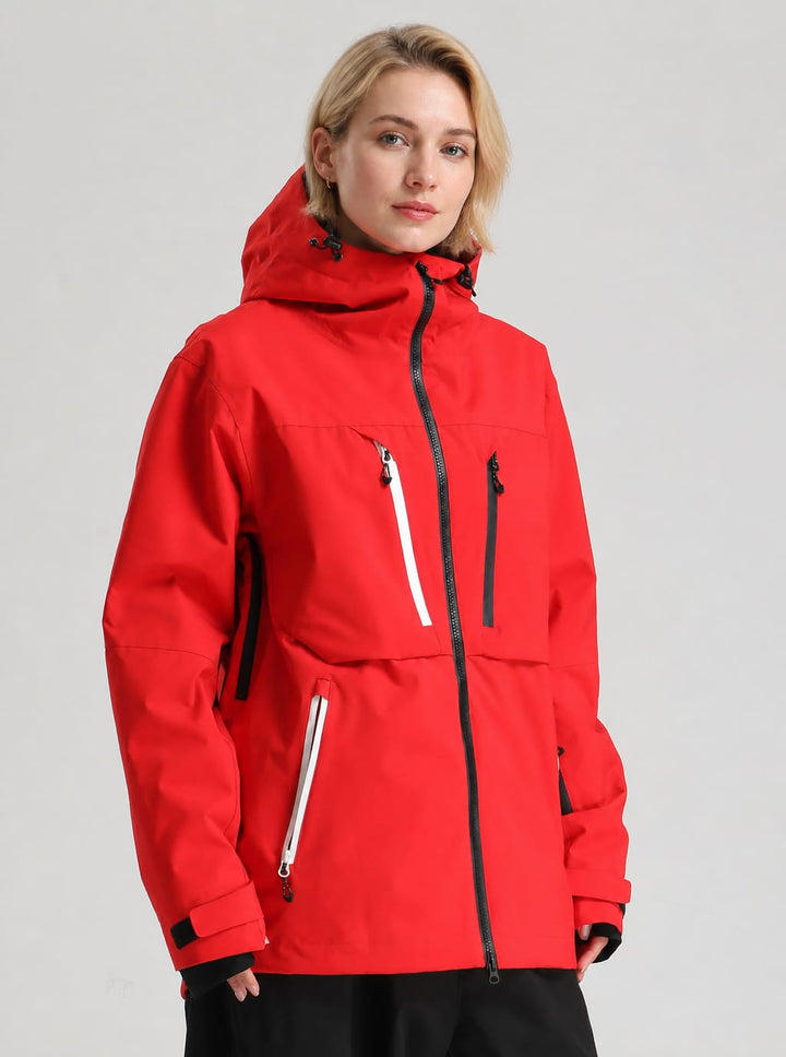 Women's Army Green Contrast-Zipper Fully Seam-Taped Insulated Snow Jacket