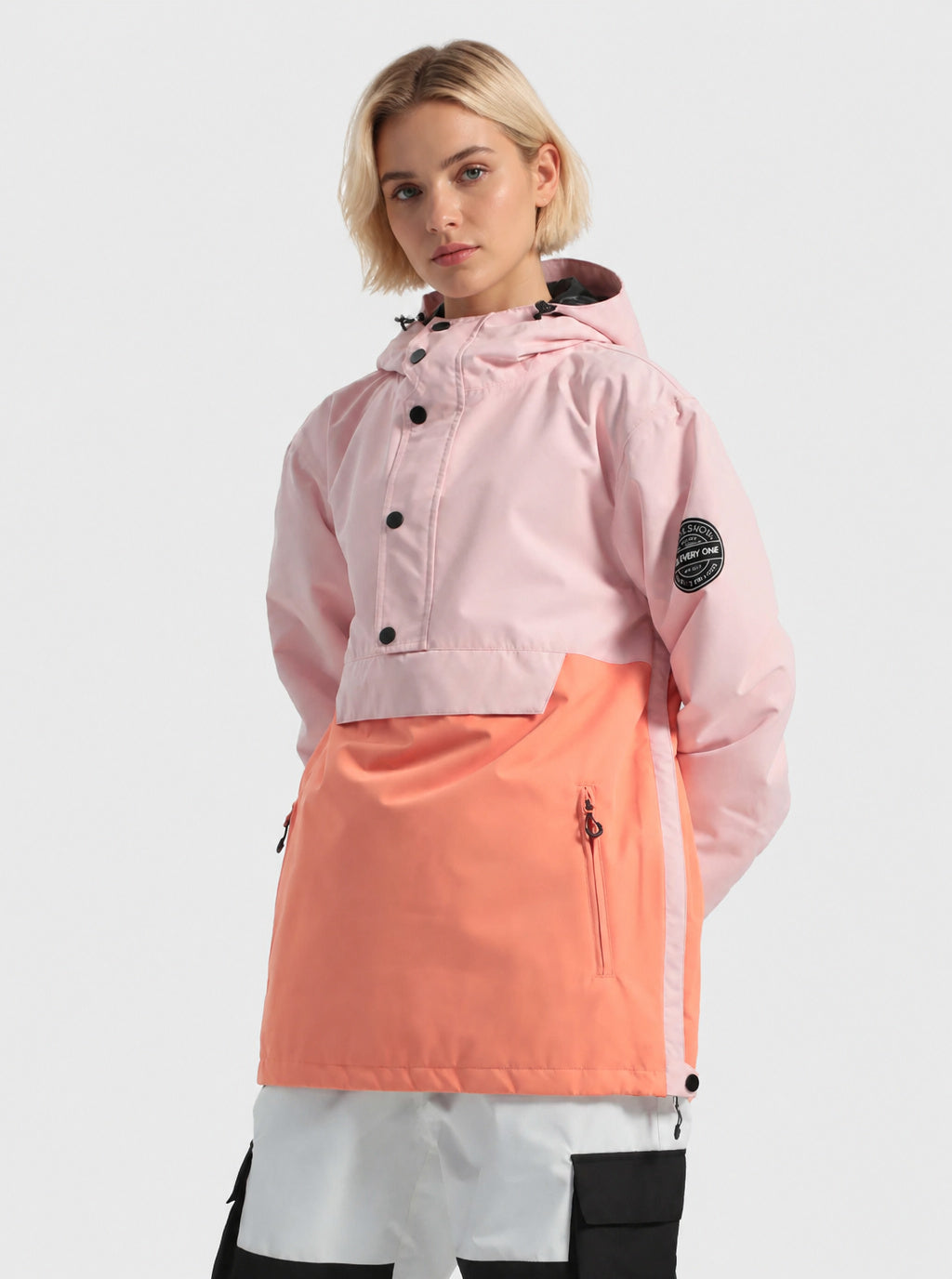 Women's Icy Blue Tie-Dye Waterproof Multi-Snap Pullover Snow Anorak