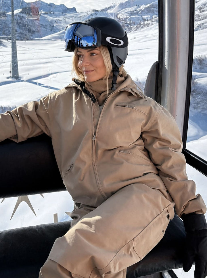 Women's Off-White Corduroy-Collar Boxy Insulated Heavyweight Snow Jacket