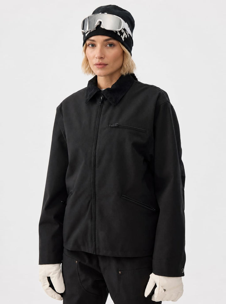 Women's Off-White Corduroy-Collar Boxy Insulated Heavyweight Snow Jacket