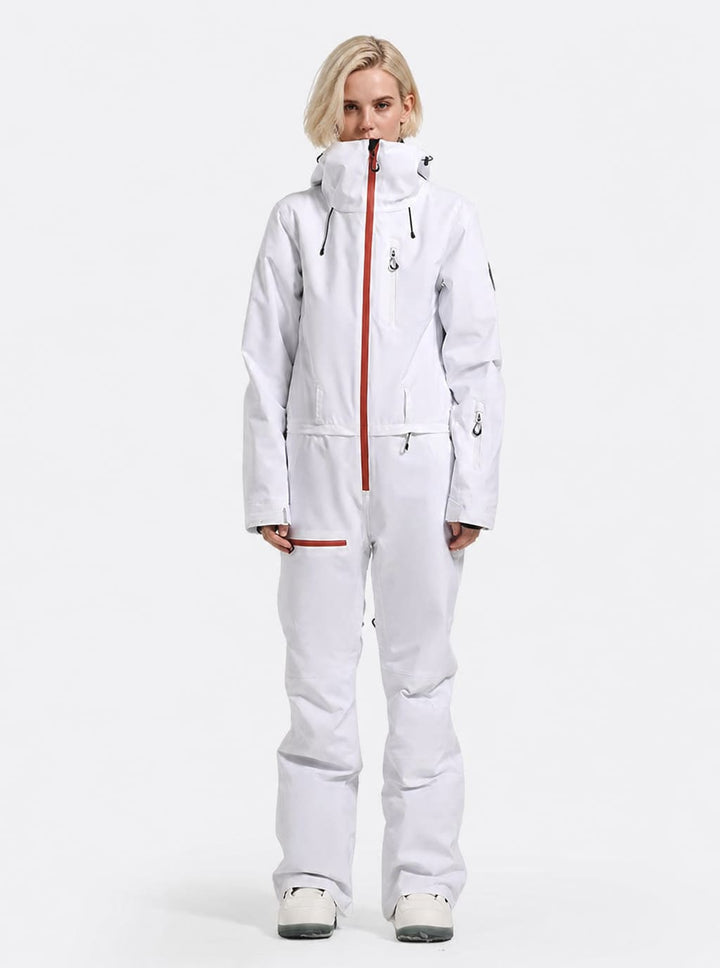 Women's Celeste Blue All-Weather Breathable Belted Hooded One-Piece Ski Suit