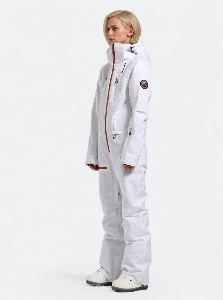 Women's Celeste Blue All-Weather Breathable Belted Hooded One-Piece Ski Suit