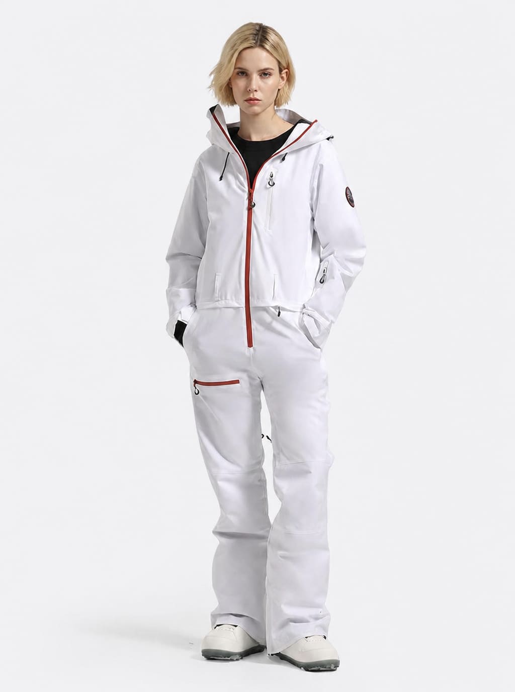 Women's Celeste Blue All-Weather Breathable Belted Hooded One-Piece Ski Suit