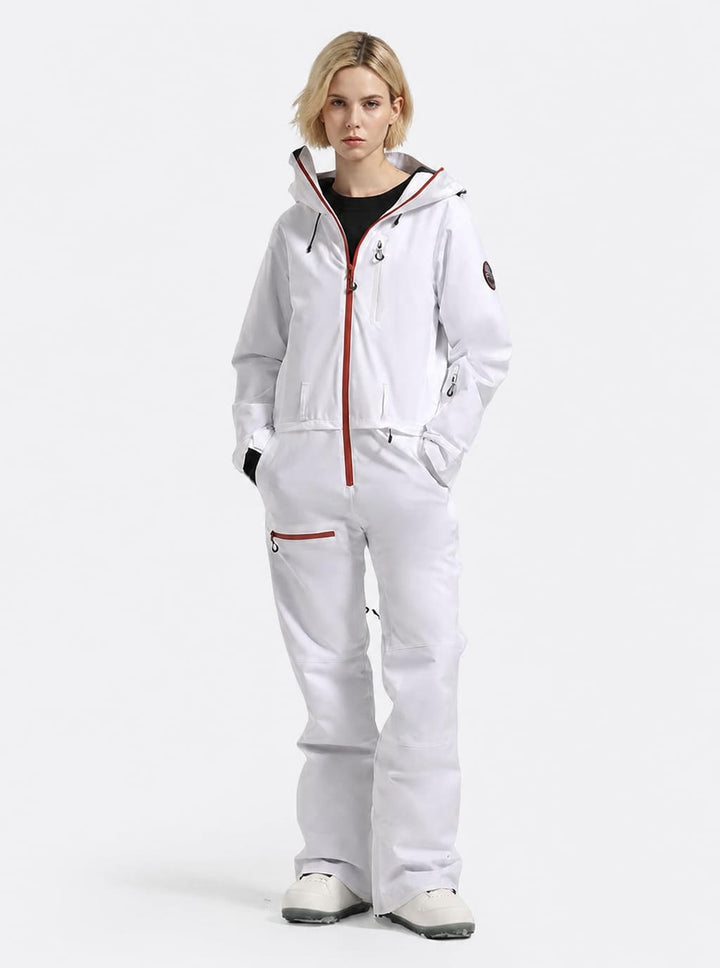 Women's Celeste Blue All-Weather Breathable Belted Hooded One-Piece Ski Suit