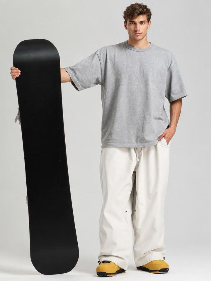Men’s Black Baggy Drawstring Durable Snow Pants