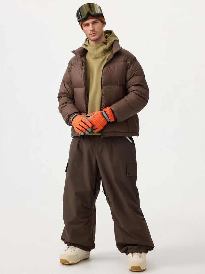 Man's Black Baggy Wear-resistant Waterproof Snow Pants
