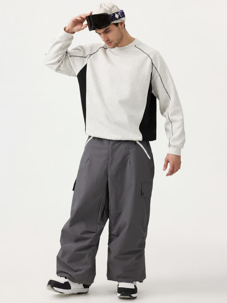Man's Black Baggy Wear-resistant Waterproof Snow Pants