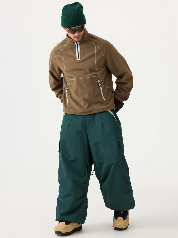 Man's Black Baggy Wear-resistant Waterproof Snow Pants