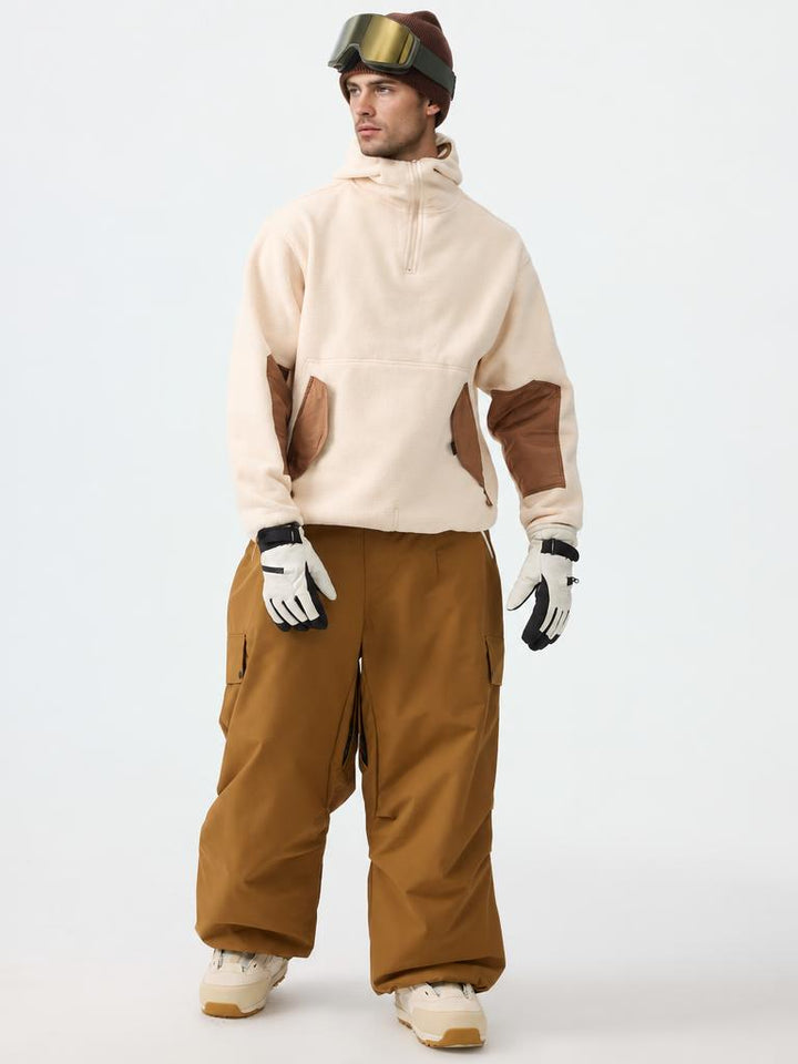 Man's Black Baggy Wear-resistant Waterproof Snow Pants