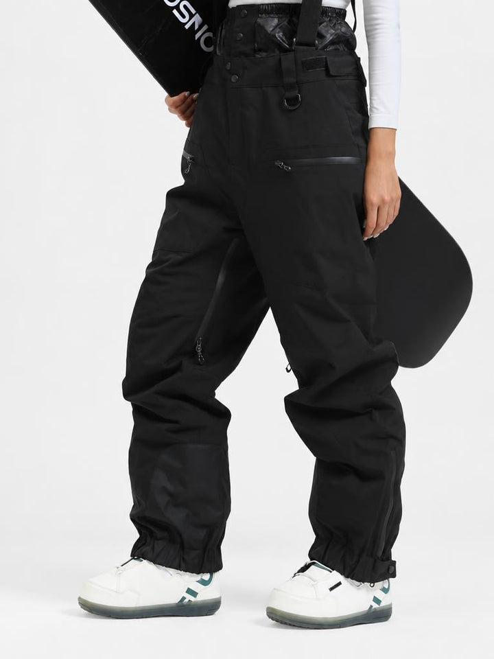 Women's Coffee Insulated Baggy Snow Pants With Detachable Suspenders