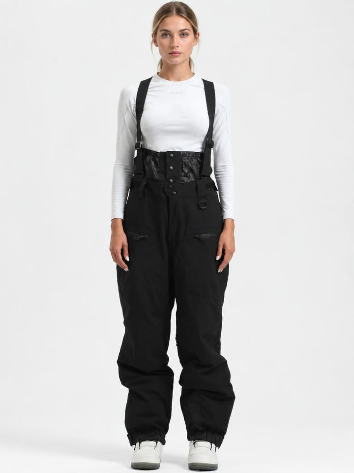 Women's Coffee Insulated Baggy Snow Pants With Detachable Suspenders