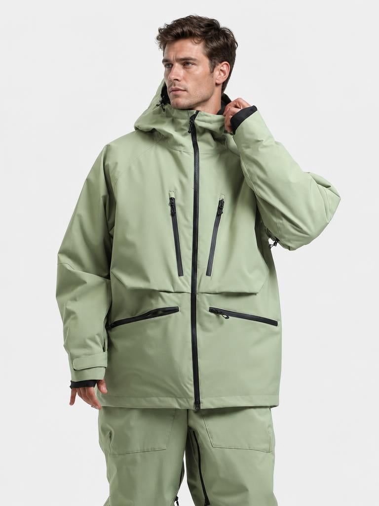 Men's Army Green Multifunctional Waterproof Insulated Snow Jacket