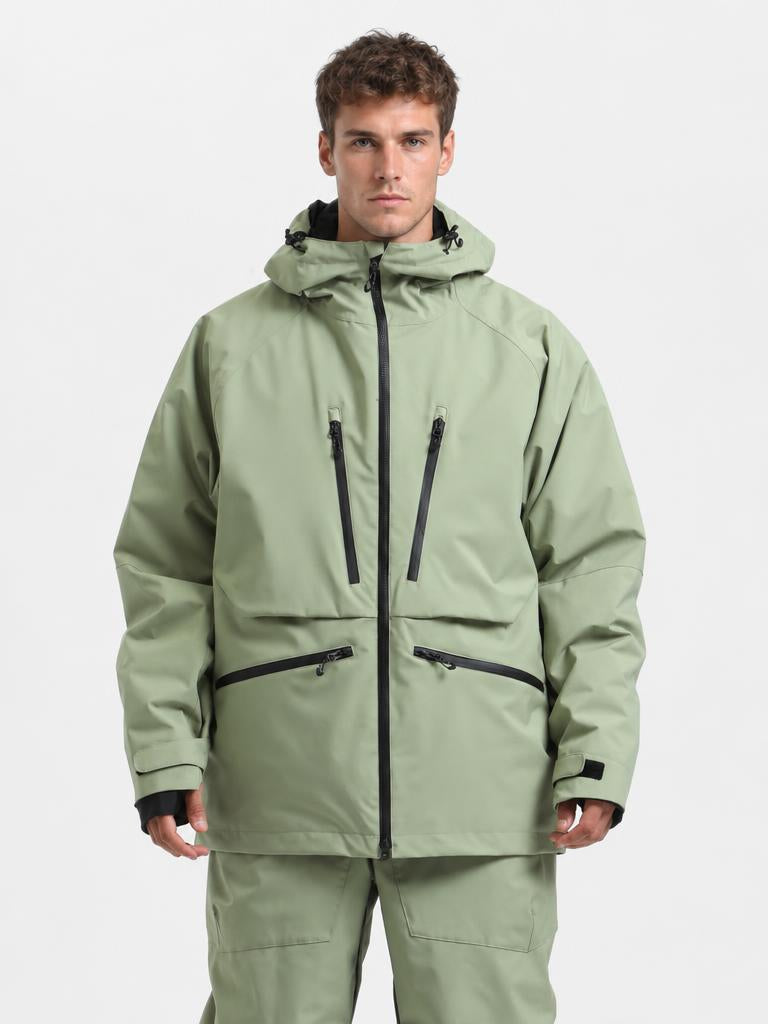 Men's Army Green Multifunctional Waterproof Insulated Snow Jacket