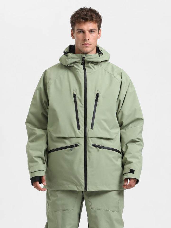 Men's Army Green Multifunctional Waterproof Insulated Snow Jacket