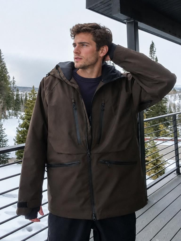 Men's Army Green Multifunctional Waterproof Insulated Snow Jacket