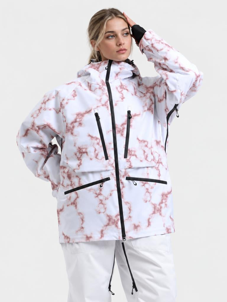Women's Pink Multifunctional Waterproof Insulated Snow Jacket
