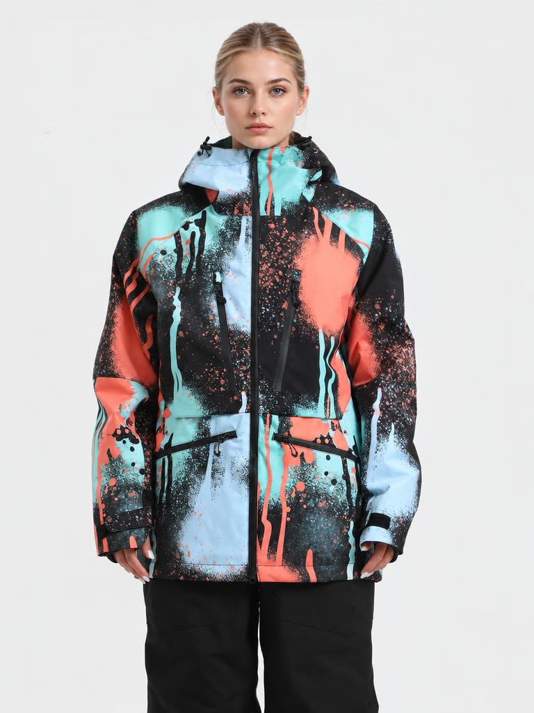 Women's Pink Multifunctional Waterproof Insulated Snow Jacket