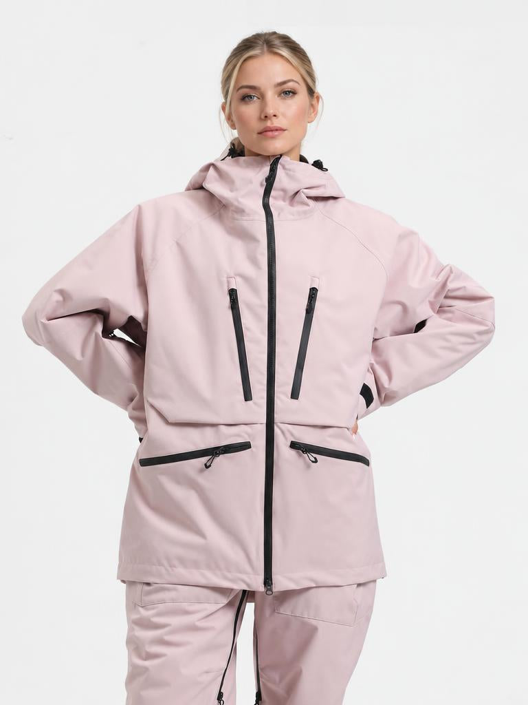 Women's Pink Multifunctional Waterproof Insulated Snow Jacket
