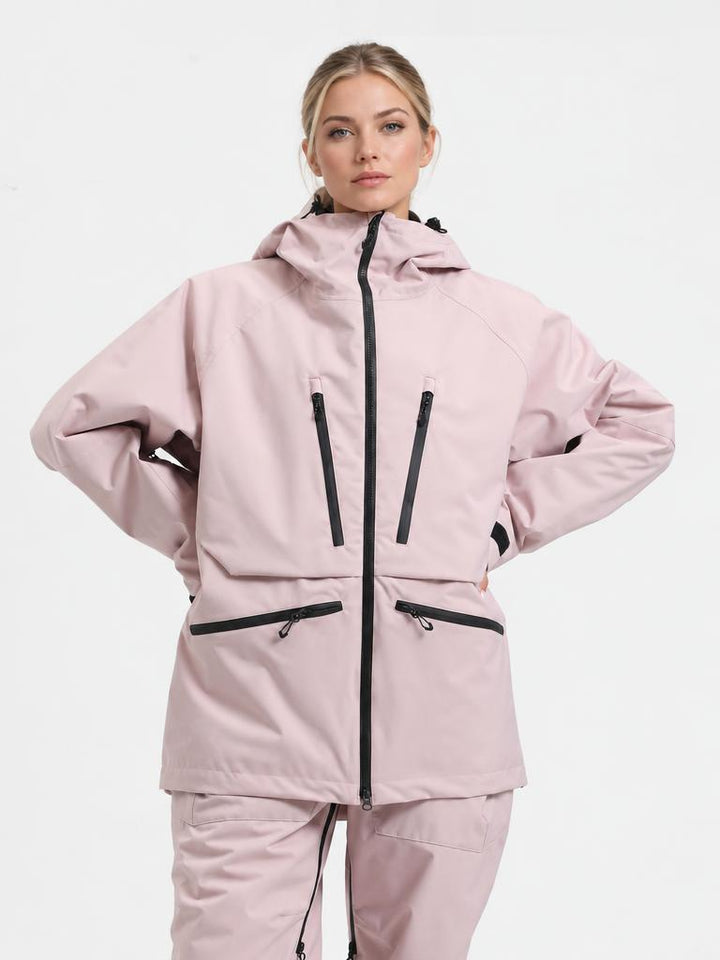 Women's Pink Multifunctional Waterproof Insulated Snow Jacket