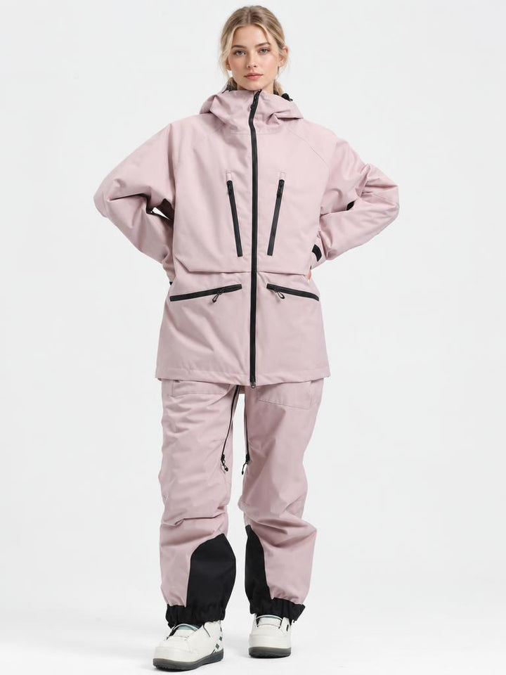 Women's Pink Multifunctional Waterproof Insulated Snow Jacket