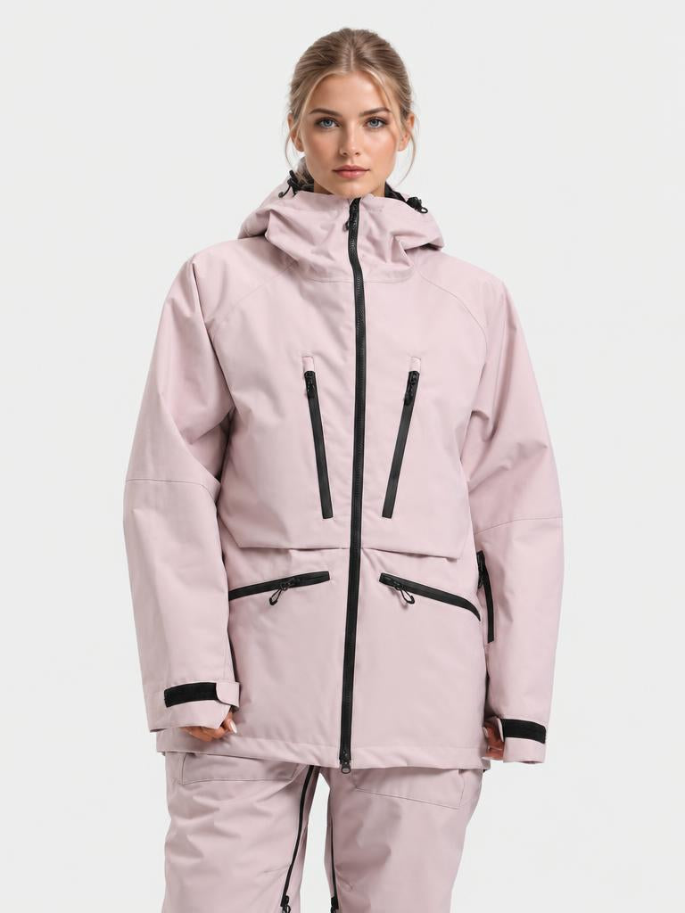 Women's Pink Multifunctional Waterproof Insulated Snow Jacket