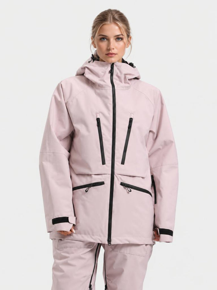 Women's Pink Multifunctional Waterproof Insulated Snow Jacket