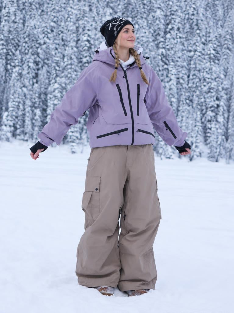 Women's Pink Multifunctional Waterproof Insulated Snow Jacket