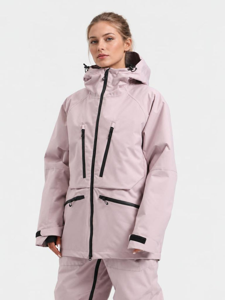 Women's Pink Multifunctional Waterproof Insulated Snow Jacket