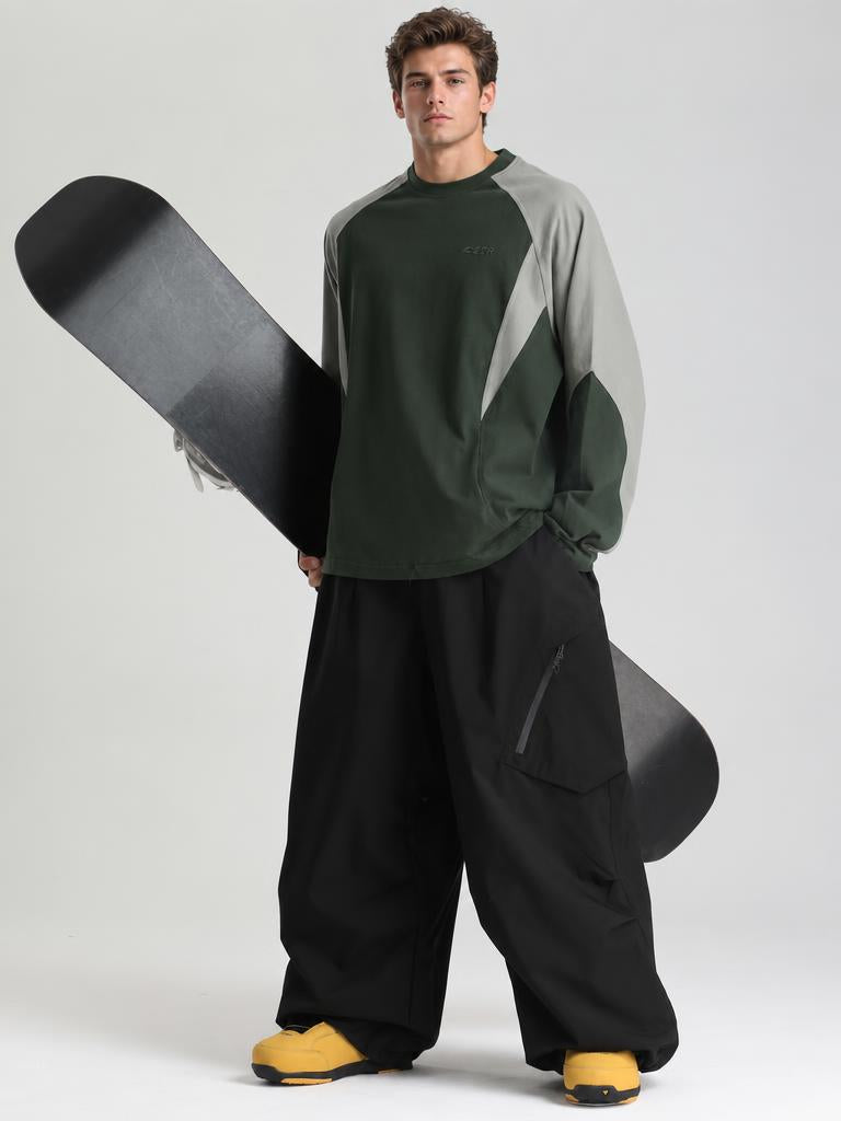 Men's Khaki Lightweight Breathable Baggy Snow Pants