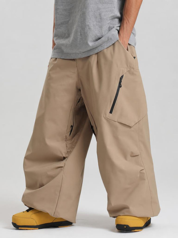 Men's Khaki Lightweight Breathable Baggy Snow Pants