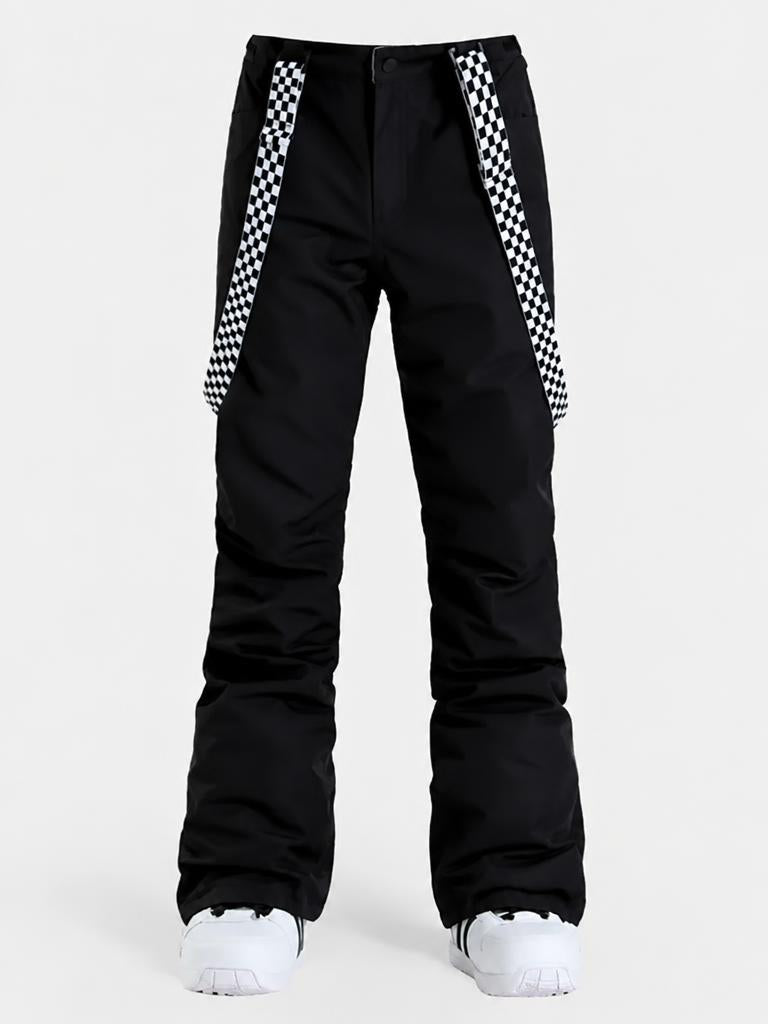 Women's Flare Snow Pants with Checkered Suspenders