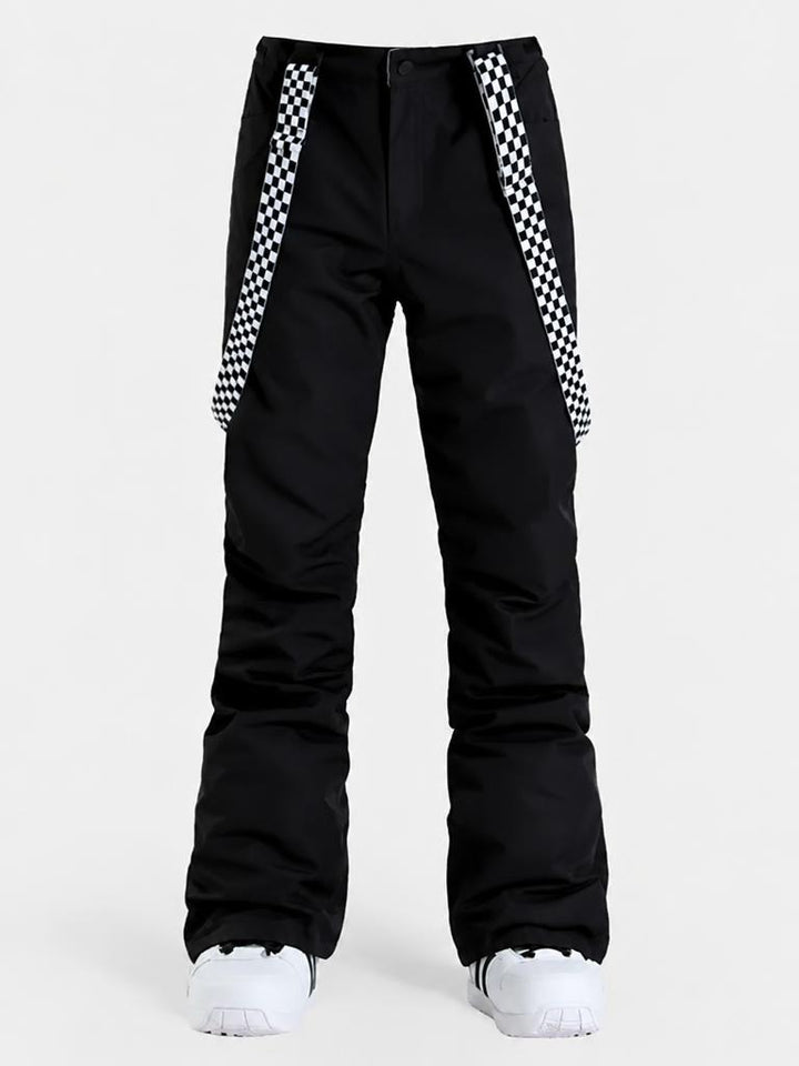 Women's Flare Snow Pants with Checkered Suspenders