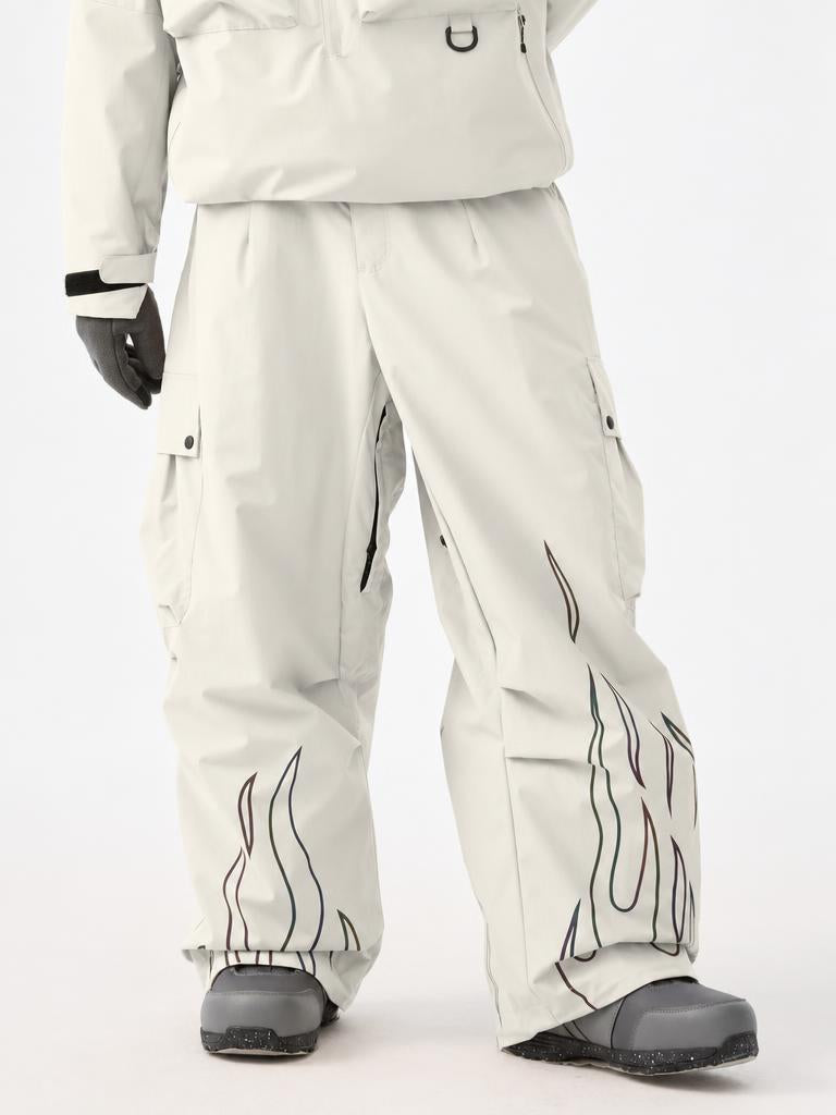 Men's Reflective Flame Baggy Utility Snow Pants
