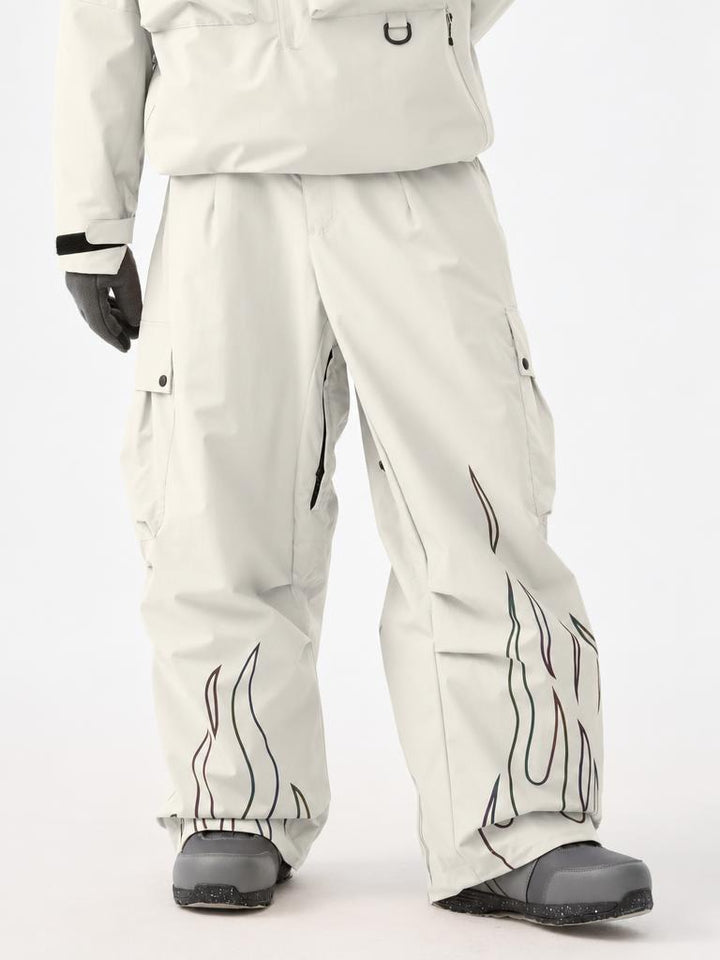 Men's Reflective Flame Baggy Utility Snow Pants