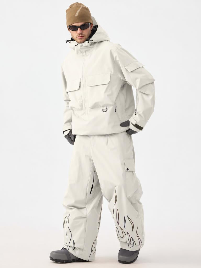 Men's Reflective Flame Baggy Utility Snow Pants