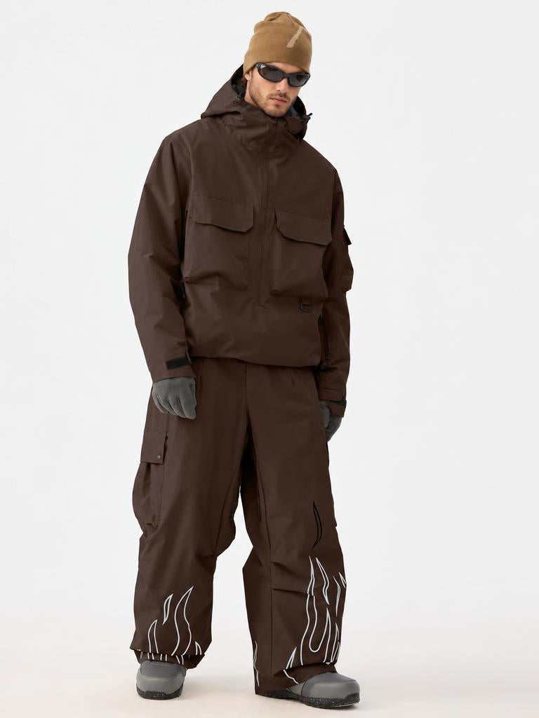 Men's Reflective Flame Baggy Utility Snow Pants