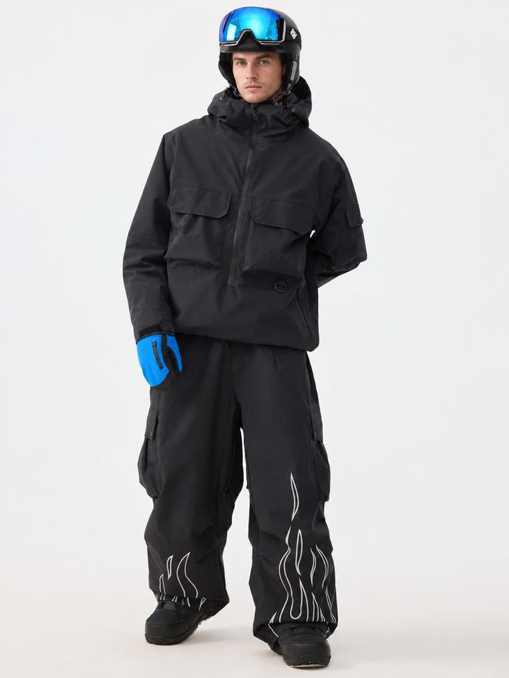 Men's Reflective Flame Baggy Utility Snow Pants