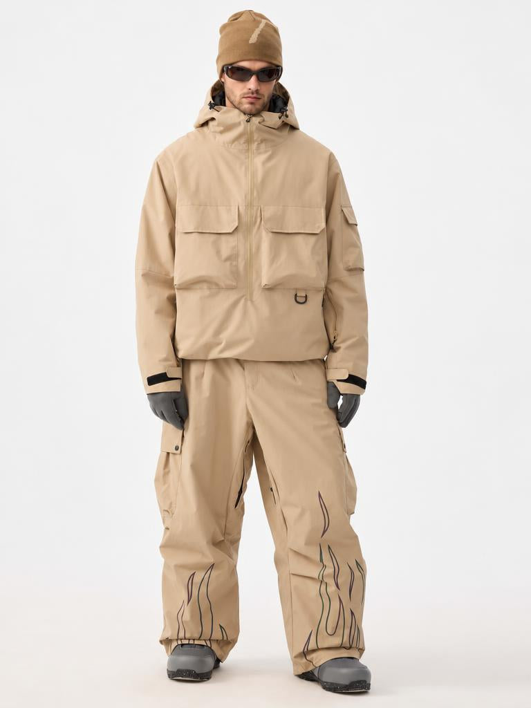 Men's Reflective Flame Baggy Utility Snow Pants