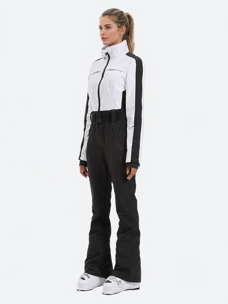 Women's Pastel Lavender Waterproof Insulated Thermal Belted One-Piece Ski Suit
