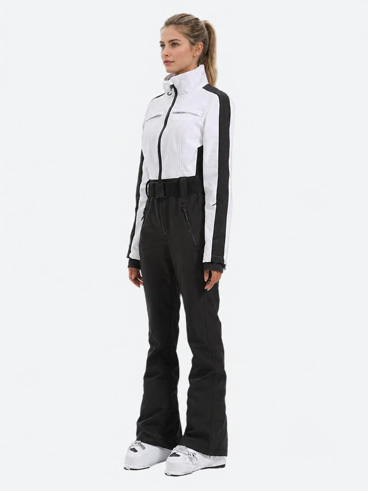 Women's Pastel Lavender Waterproof Insulated Thermal Belted One-Piece Ski Suit