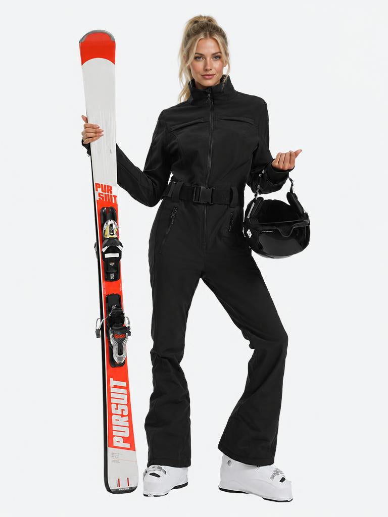 Women's Pastel Lavender Waterproof Insulated Thermal Belted One-Piece Ski Suit