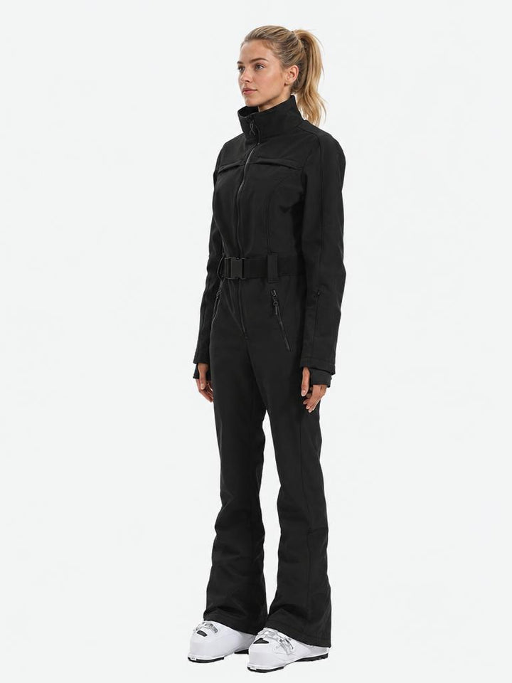Women's Pastel Lavender Waterproof Insulated Thermal Belted One-Piece Ski Suit