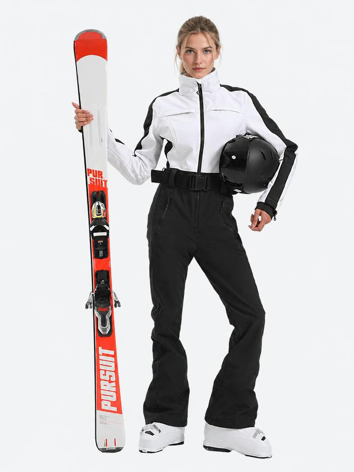 Women's Pastel Lavender Waterproof Insulated Thermal Belted One-Piece Ski Suit